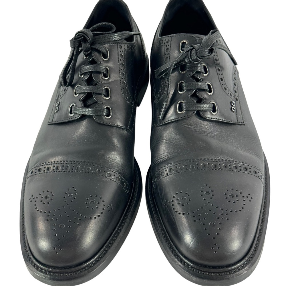 DOLCE & GABBANA Wingtip Black Leather Perforated Men's Oxfords 9.5UK - 10.5 US - Picture 1 of 12